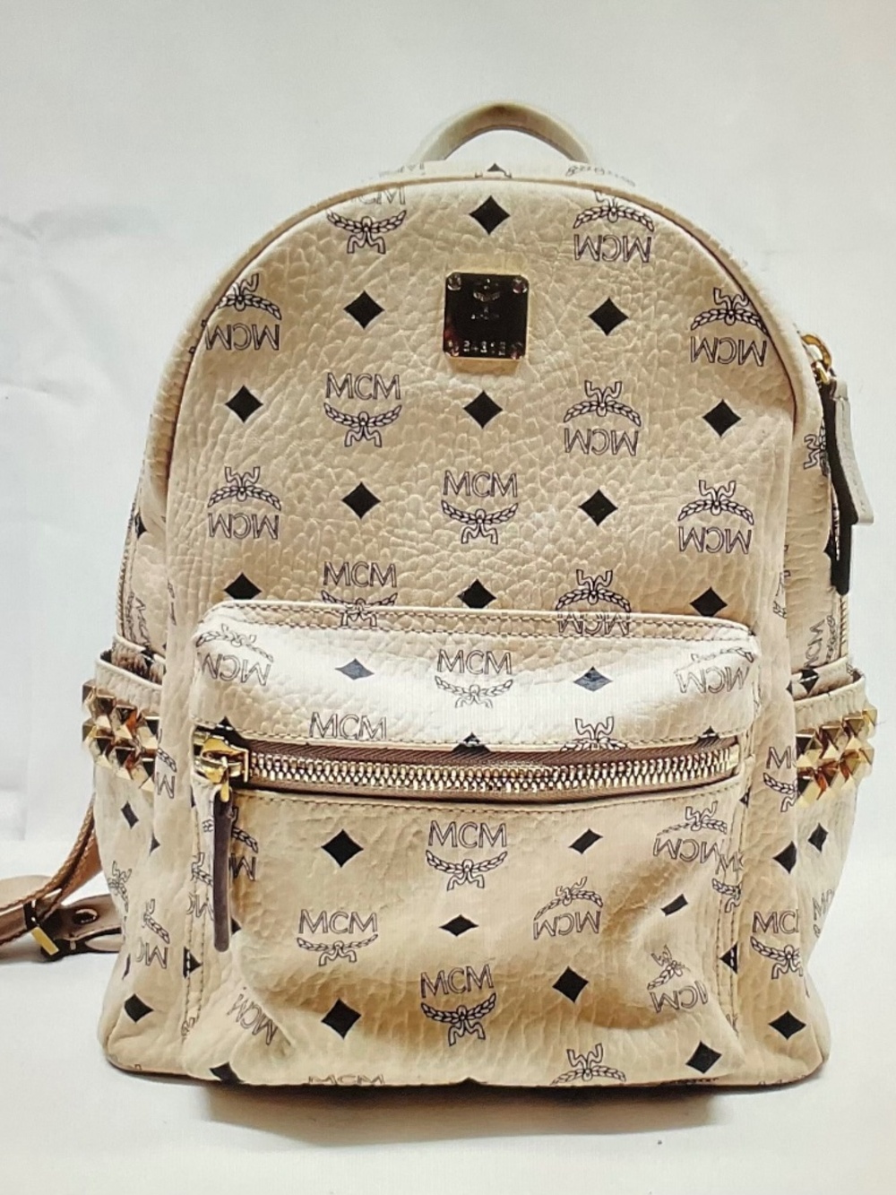 MCM Back Pack Beige PVC 2763729.